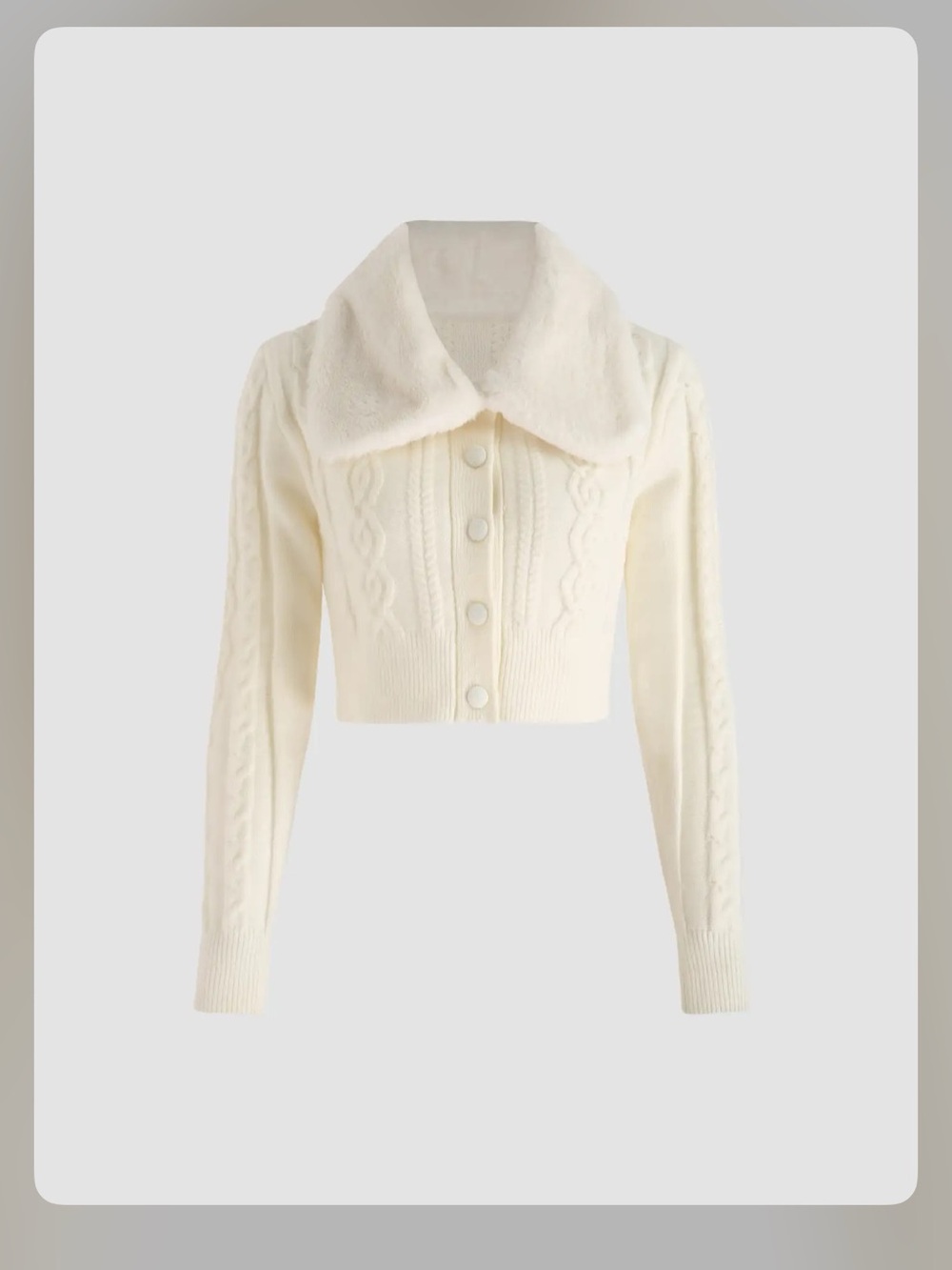 Cider FAUX FUR ROMANTIC CABLE KNIT CROP JACKET PG7-5 M